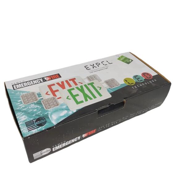 NEW Tamlite Green EXIT Sign + LED Emergency Lights, Dual Voltage, Battery Tamco - Picture 3 of 10